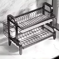 Dish Drying Rack 3-Tier Compact Kitchen Dish Rack Drainboard Set Large Rust-Proof Dish Drainer Holder Kitchen Racks 2