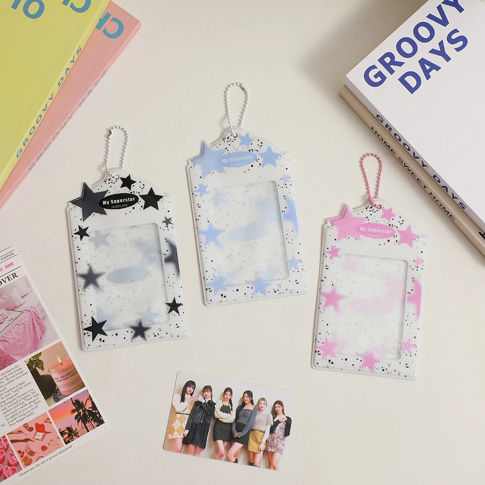 Card Holder Kawaii Star 3 Inch Postcard Holder Postcards Album Colorful Card Storage Photo Bag Kpop Idol Card Collect Organizer