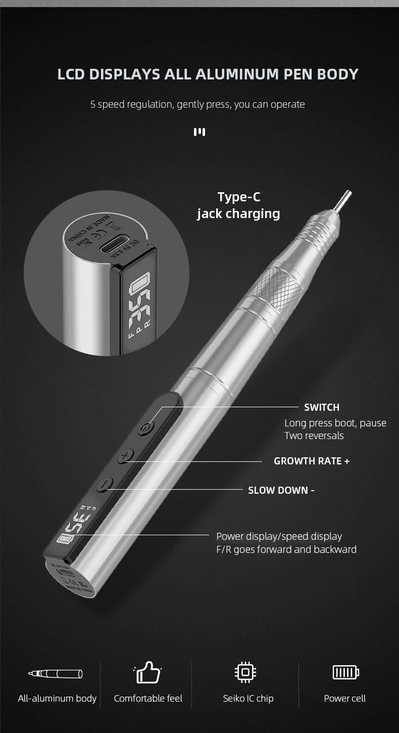 35000RPM Cordless Electric Nail Drill