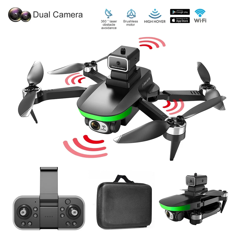 

Mini RC Drone With Dual Camera HD Wifi Fpv Brushless Foldable Quadcopter Obstacle Avoidance Optical Flow Positioning Drones S5S