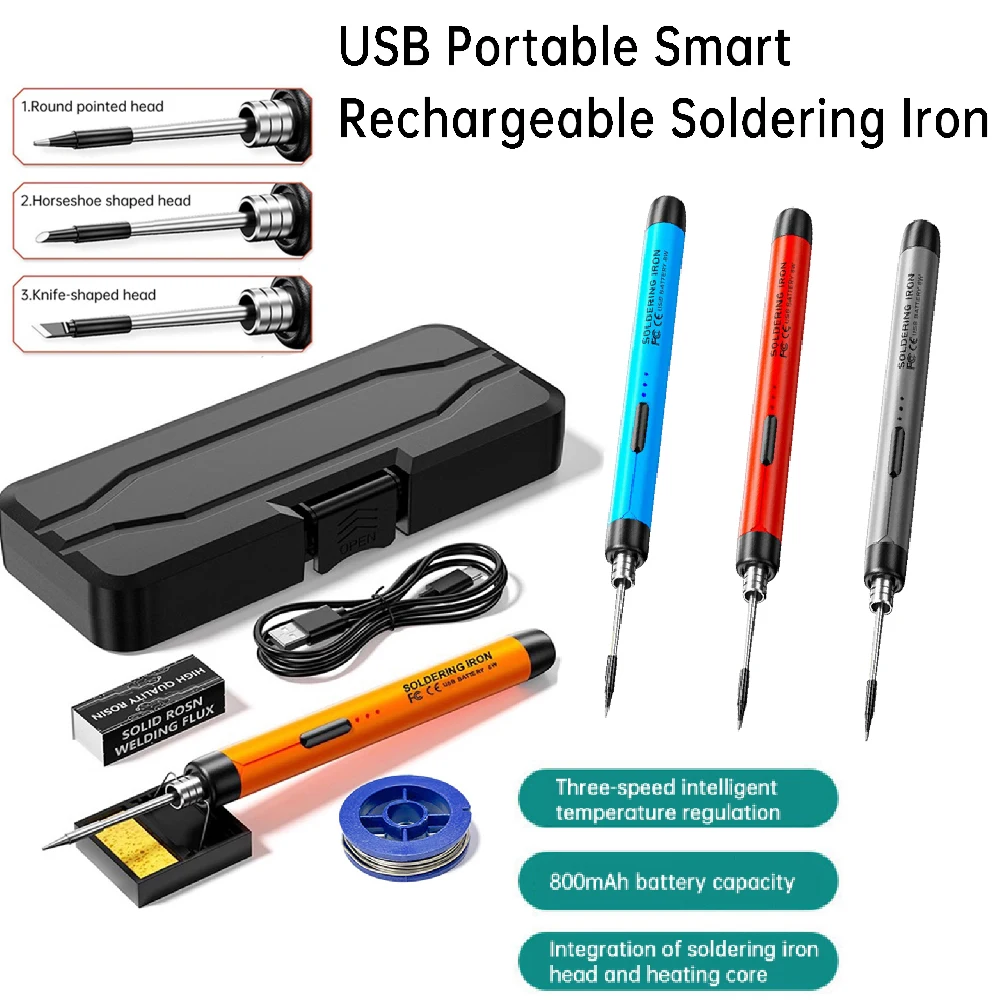 USB Cordless Rechargeable Soldering Iron Pen 5V 8W 800mAh High Capacity Battery Intelligent 300-450℃ Temperature Adjustable soldering iron electric soldering iron soldering iron kit soldering iron set