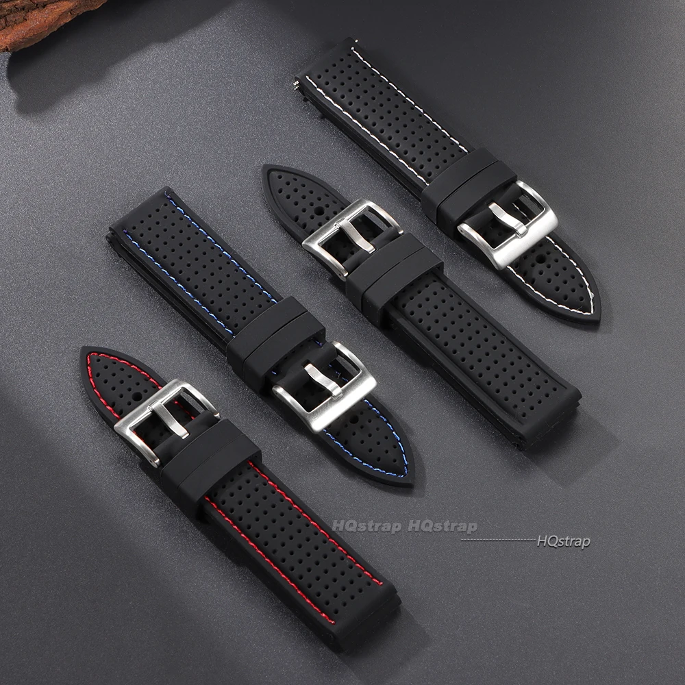Breathable Waterproof Silicone Sports Watchband - Soft Rubber Universal Wrist Strap Accessory