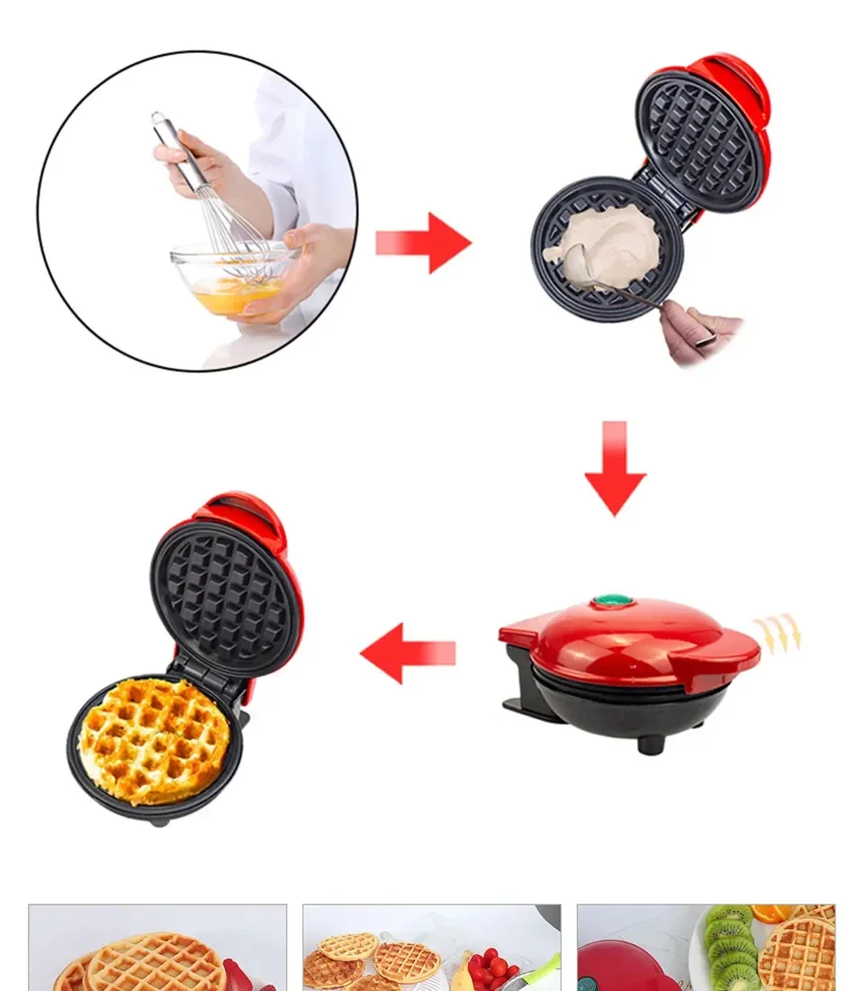 Elektrisches Mini-Waffeleisen für Kinderfrühstück und Desserts.