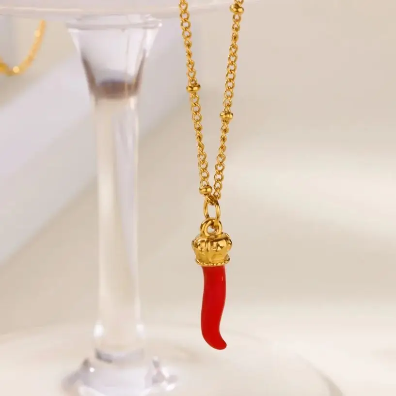 Red Chili Pendant Necklaces For Women