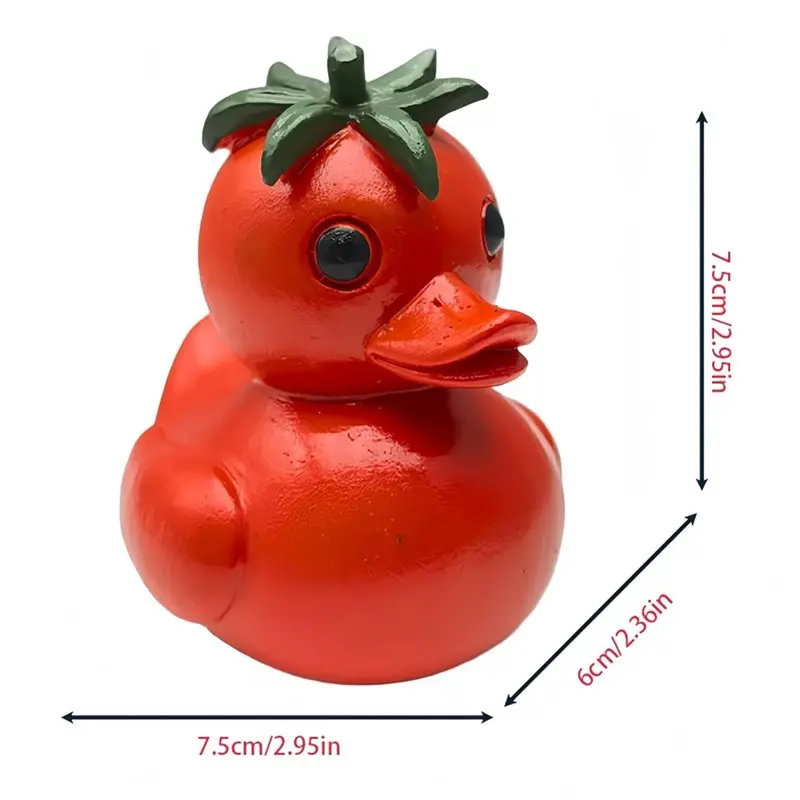 정원 테마 데스크탑 조각상, 기발한 토마토 오리 장식, 3D 레진 오리 피규어, 참신한 아이템