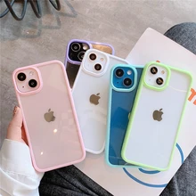 

Candy Color Clear Case For iPhone 13 12 11 Pro MAX Mini X XS XR 7 8 Plus SE Transparent Hard Silicon Shockproof Protection Cover