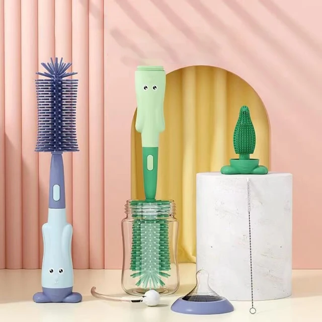 Kit de nettoyage de biberons 3 en 1, brosse à tétons pour bébés, ensemble  de paille à boire, outils pour bébés - AliExpress