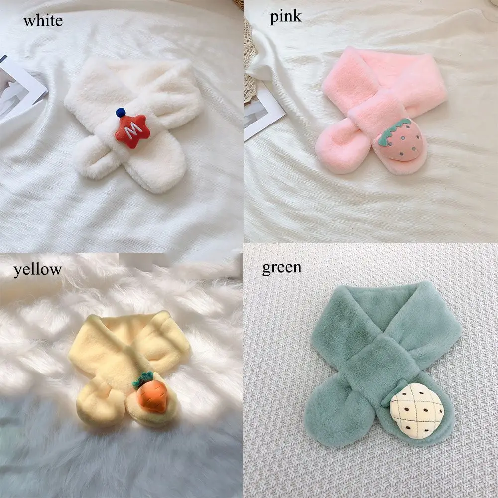 Baby Girls Cute Gift Autumn And Winter Fruit Rabbit Children Soft Scarves Winter Scarf Plush Keep Warm