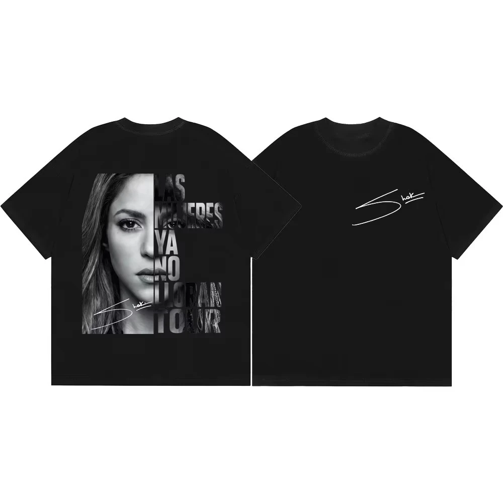 Shakira Las Mujeres Ya No Lloran World Tour 2026 Grafikdruck T-Shirt für Männer und Frauen Baumwolle Sommer Neues T-Shirt Locker Lässig Oversize Top