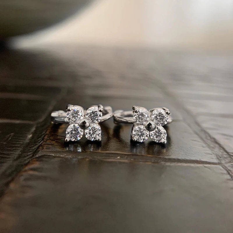 Ehhai GRA-zertifizierte runde Moissanit-Blumen-Creolen für Damen, 14K Gold Filled Huggie-Ohrringe, edler Schmuck, Geschenk, Pendientes – Detail 1