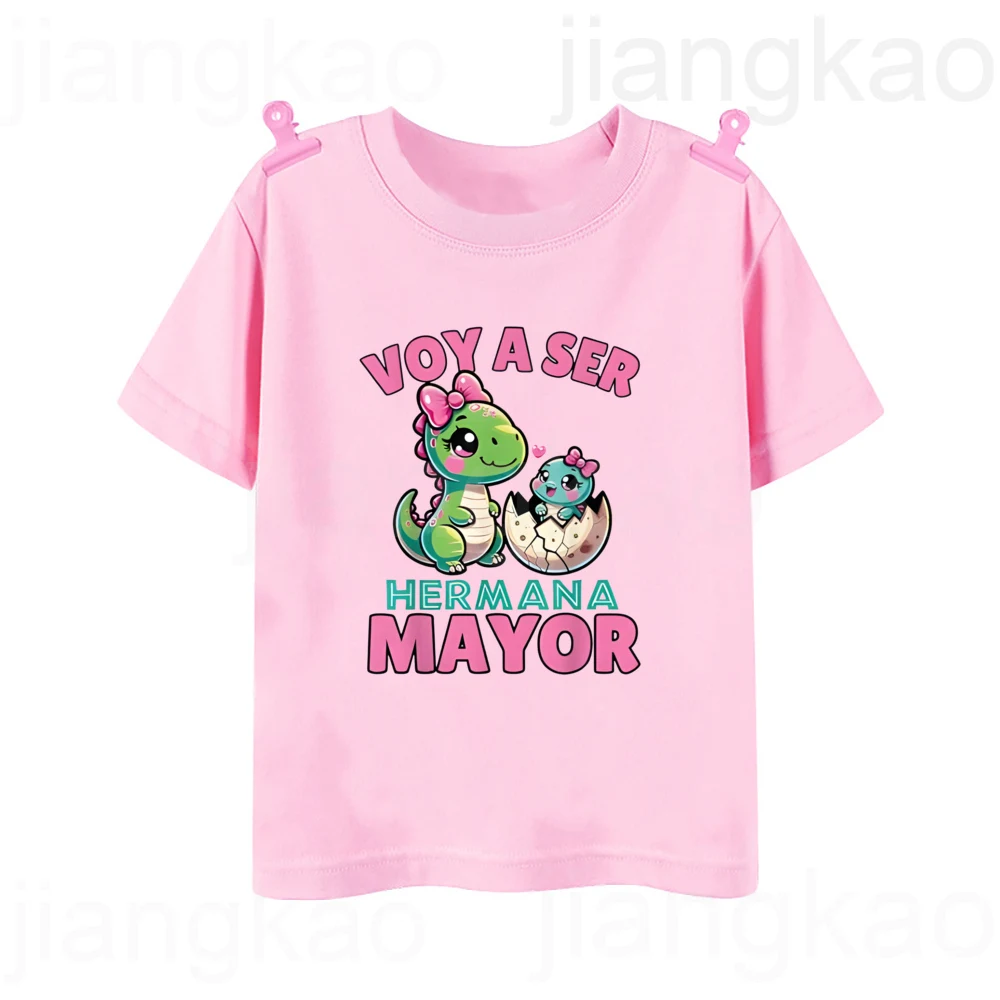 I Will Become A Sister Spanish Printed Kids Shirt Pregnant Announcement T-shirt Girls Short Sleeve Tee Child Summer Clothes Tops 3
