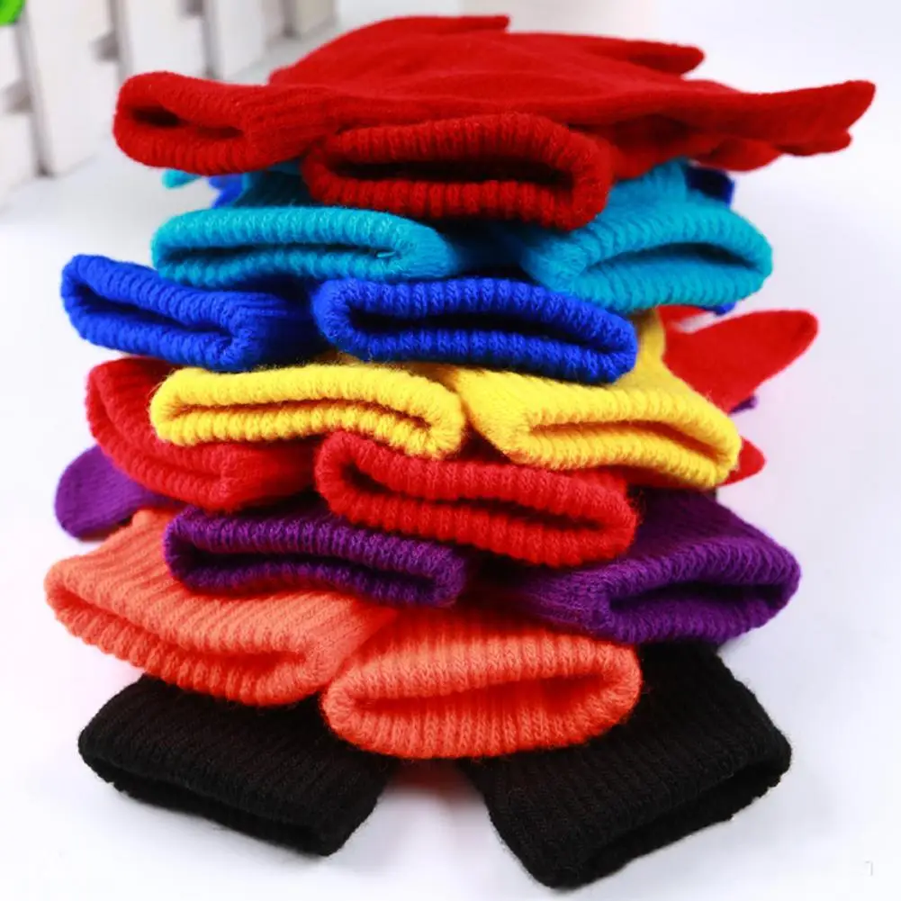 Warm Full Finger Gloves 1Pair Knitted Woolen Couple Gloves Winter Solid Color Full Finger Mittens Hand Warmer for Men Women Thicken Cycling