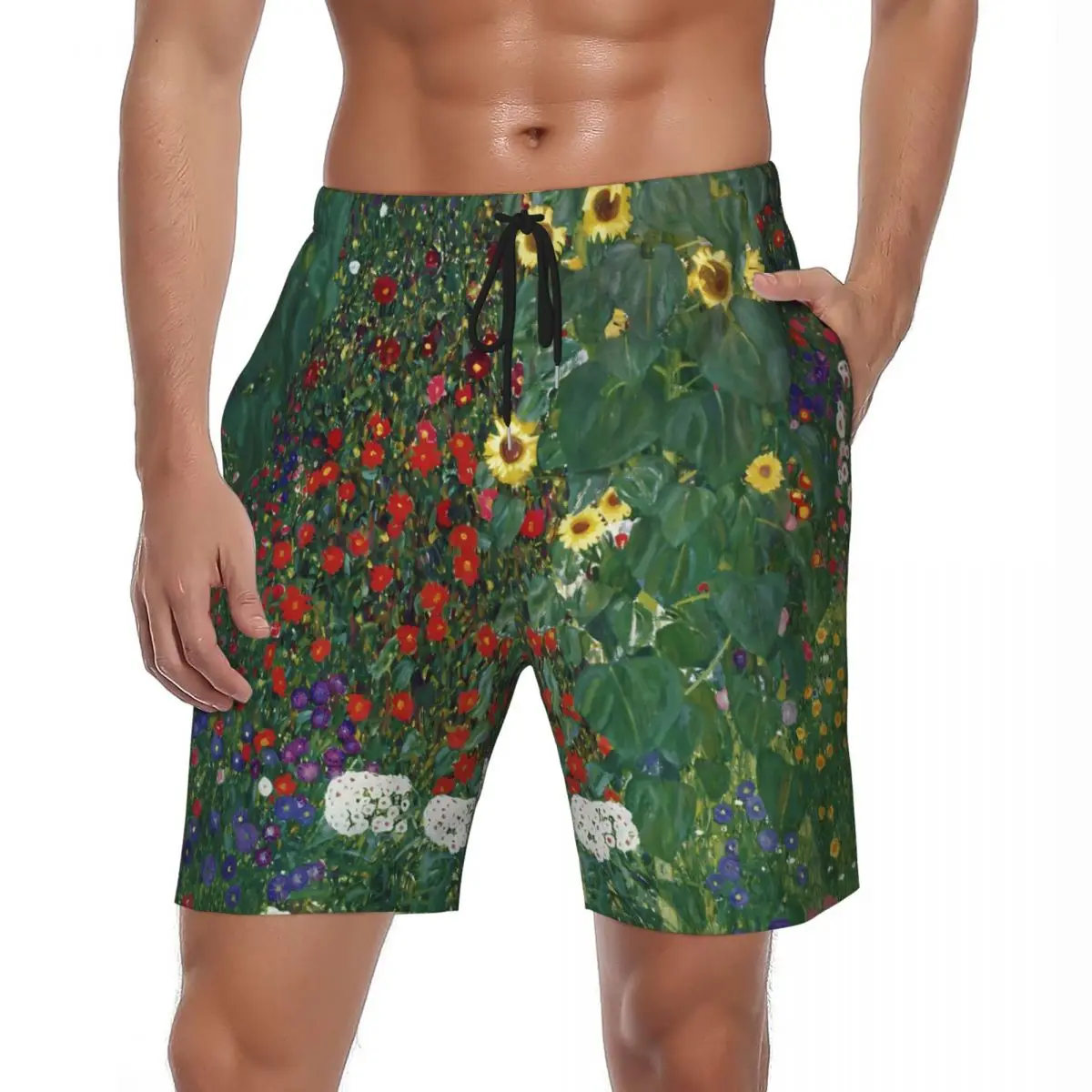 Gustav Klimt Art Gym Shorts Summer Farm Garden Classic Beach Pantaloni Corti Maschi Sport Surf Comodo Modello Costume Da Bagno