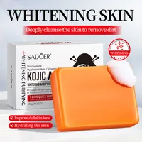 Savon nettoyant éclaircissant à l'acide kojique, savon pour le visage et le corps contenant de la niacinamide et de l'acide hyaluronique, avec un filet moussant. 1