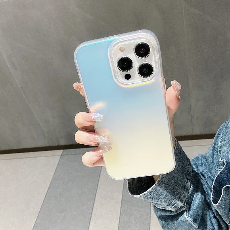 Luxury Matte Laser Shockproof Phone Case with Bumper Back Cover