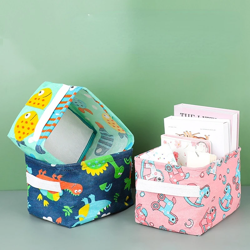 

Desktop Storage Box Cloth Art Office Stationery Cosmetics Storage Rack Cotton and Linen Cloth Sundries Square Box