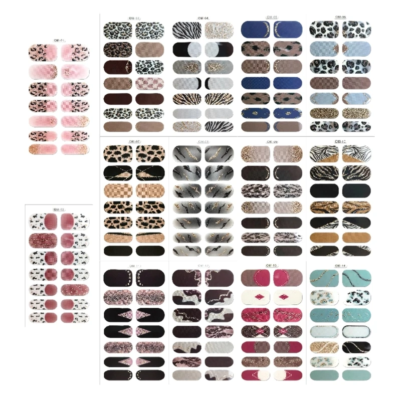 

Q1QD Leopard Print 3D Nail Stickers Adhesive Nail Art Decal Decorations Nail Polish Full Cover Press On Nail Strips Manicure