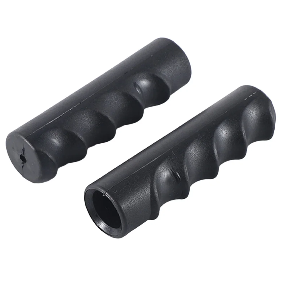

2Pcs Rubber Handles Covers Plastic Fingerprints Round Tubes Black Anti-skid Replacement Universal Handles 112 X 8mm 112 X 10mm