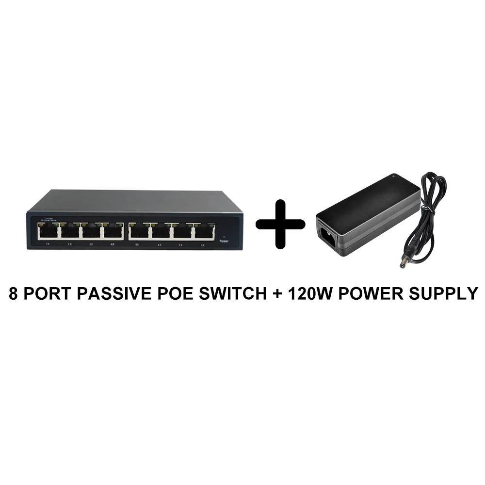 비표준 24V 8포트 기가비트, 비제어 PoE 스위치(전원 없음, 100W, 120W 옵션)
