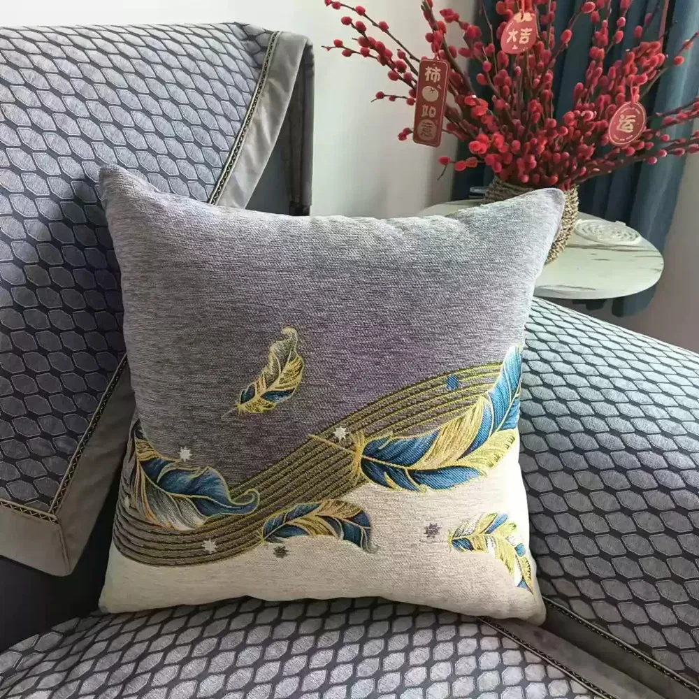 Chenille-Jacquard-Nickerchenkissen, gemütliches Schlaf-Nackenkissen, Kopfstützen-Überwurfkissen für Zuhause, Sofa, Nachttisch – Auto-Lenden-Rückenkissen – Detail 21