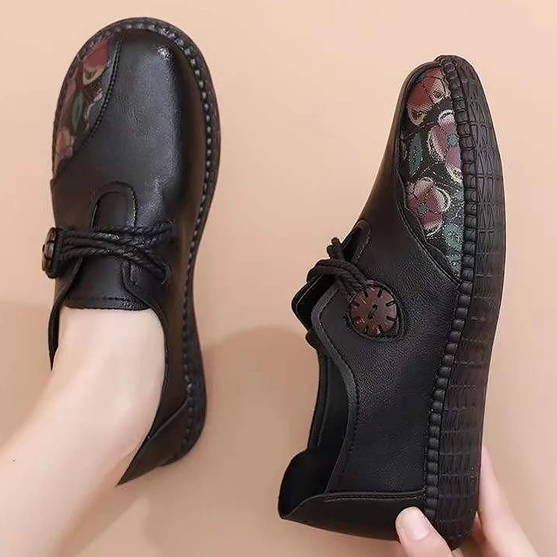 

Мокасины женские винтажные, кожаные туфли на плоской подошве, круглый носок, без застежки, лоферы, повседневная обувь на платформе, Размеры 35-40
