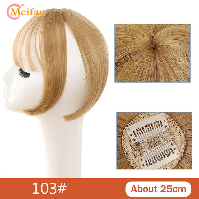 MEIFAN Synthetic Topper Hairpiece False Bang Clip-In Bangs Extension Natural Fake Fringe Invisible Clourse Hairpiece for Women - 103