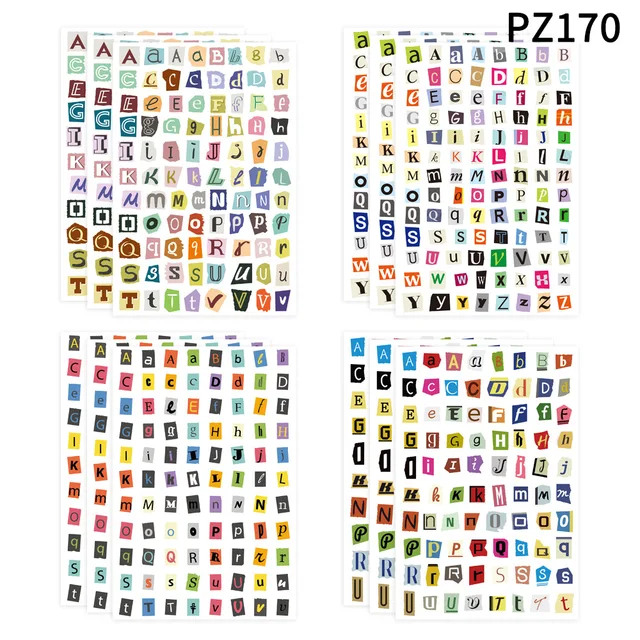 360PCS Magazine Letter Stickers Vintage Stickers, 4 Sheets Scrapbook Letters Stickers Alphabet Sticker for Scrapbooking Supplies 1
