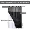 Extra Long Waffle Weave No Hook Shower Curtain 96 Inch Length with Snap in Fabric Liner Set,Heavy Duty Bathroom Curtains 5
