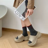 Chunky Platform Slippers for Women Summer Non-Slip Thick Bottom Sandals Woman 2025 Solid Color Wedge High Heel Slides Female 2