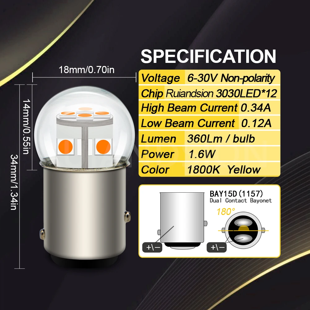 1157 LED Bulb Car LED canbus error free Headlight Bulb 6V 12V 14V 30V Car White Warm White Yellow Red