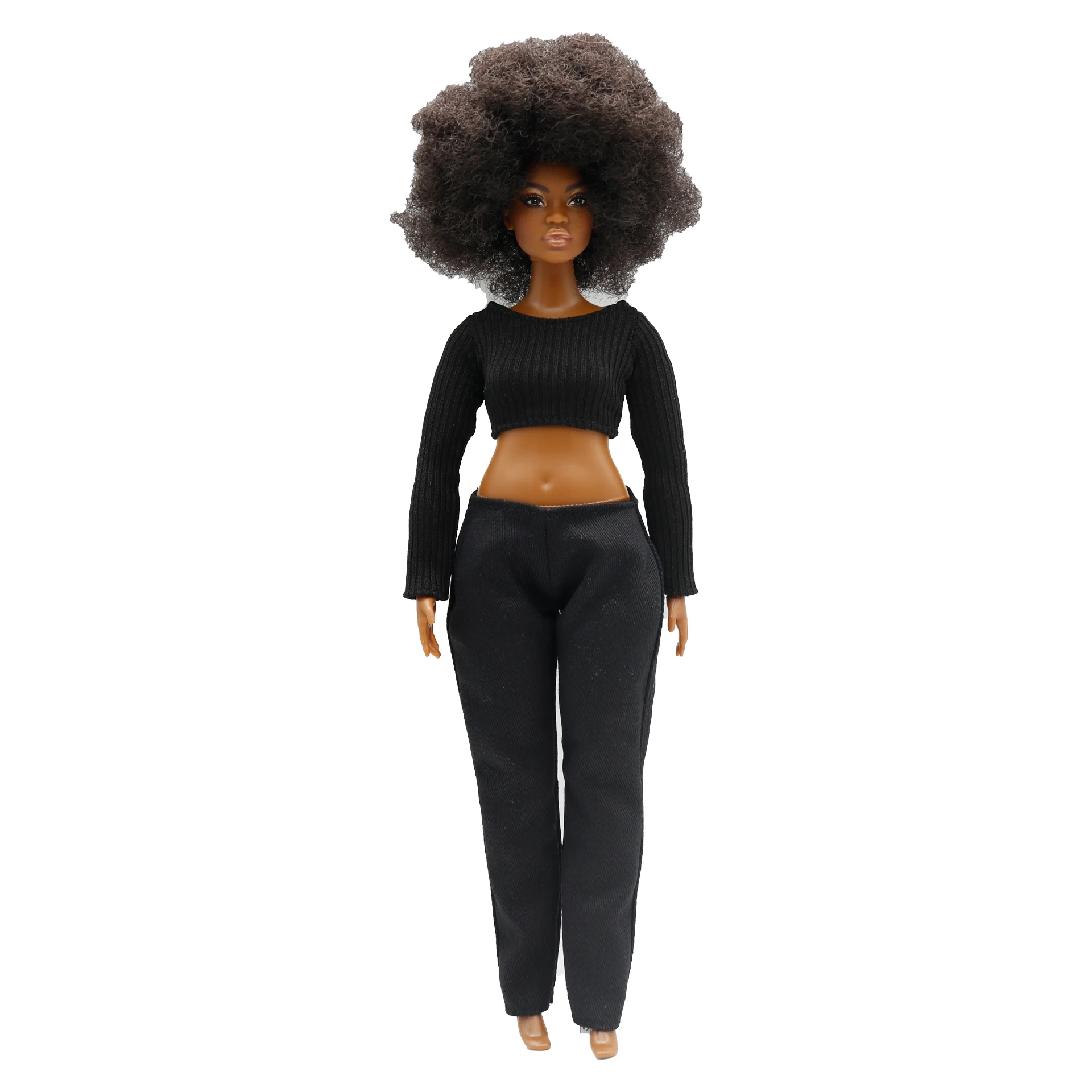 New 30cm 1/6 Doll jeans Striped Tshirt set Daily Wear Clothes for curvy Barbies doll Accessories 6