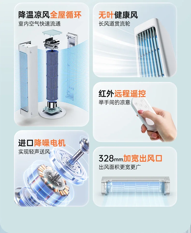 Description Picture 4 of itemMobile Air ConditionerMobile Air ConditionerFan R&D Portable Household Adjustable Wind Direction Standing Tower Fan USB Recharge