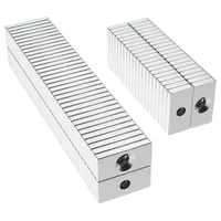 แม่เหล็กนีโอไดเมียมทรงบล็อก แรงสูงพิเศษ พร้อมรู NdFeB แม่เหล็กถาวรทรงพลัง แม่เหล็กติดตู้เย็น ขนาด 20x10x3-4 3