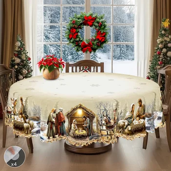 Christmas Nativity Farmhouse Tablecloth 1