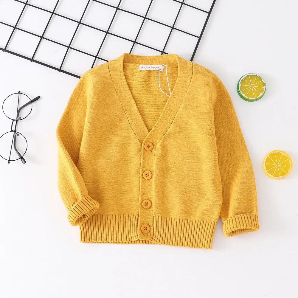 

infants Kids Cardigan 2024 Spring Casual Long Sleeve Knitted Sweater for Boys 2-9 Years Fashion Versatile Girls Tops Clothes
