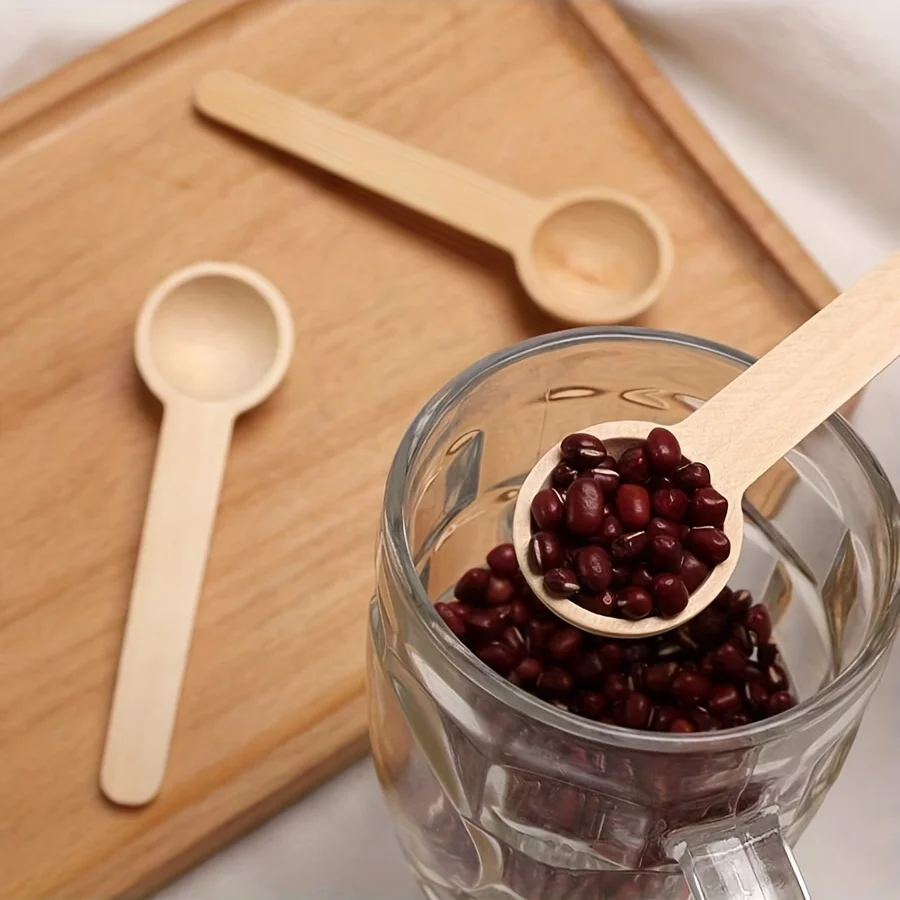 4pcs Wooden Mini Spoon, Long-Handle Wooden Seasoning Spoon, Tea Spoon, Mini Ice Cream Spoon, Charming Kitchen Utensil