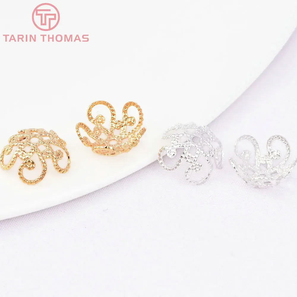 

Латунные шапочки для бусин с покрытием 24-каратным золотом, 10 мм (3208), 20 шт.