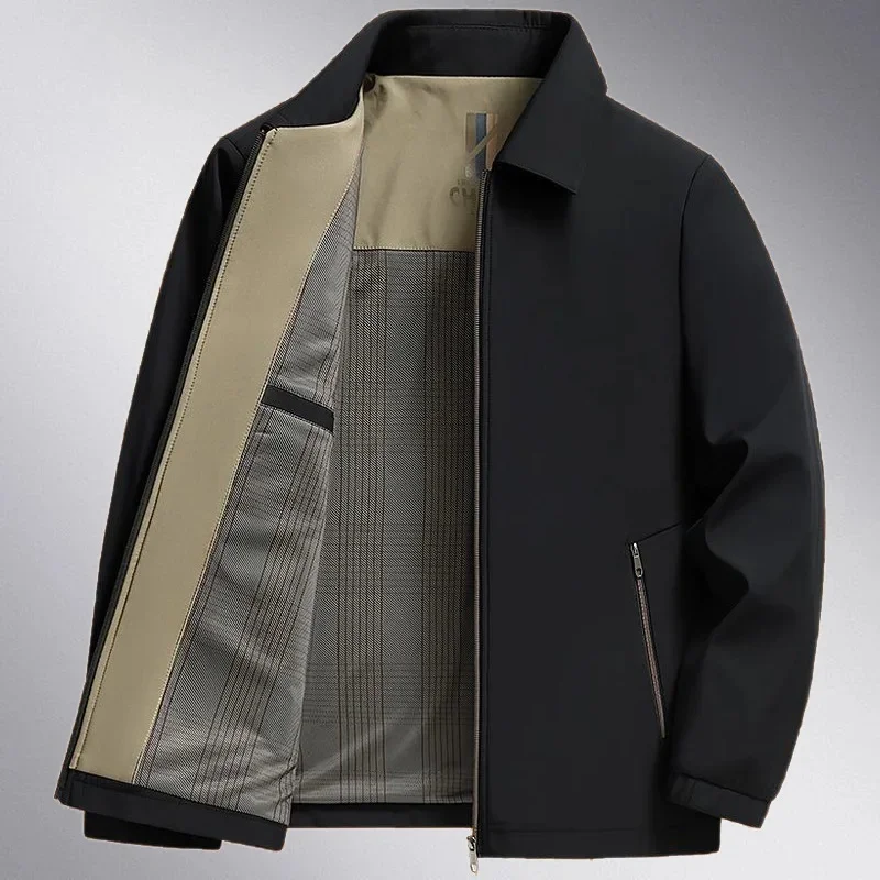 سترة خفيفة الوزن بياقة قلابة للرجال في منتصف العمر...