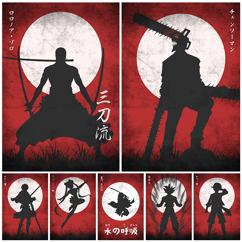 

Classic Anime Character Posters Jujutsu Kaisen Dragon Ball One Piece Naruto Demon Slayer Art Canvas Painting Wall Home Pictures