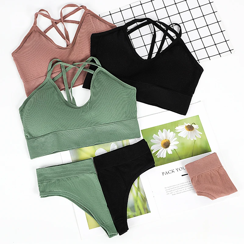 

Сексуальный комплект нижнего белья с перекрестными бретельками, красивый комплект бюстгальтера на спине, мягкий укороченный топ без рукавов, нижнее белье для женщин, нижнее белье