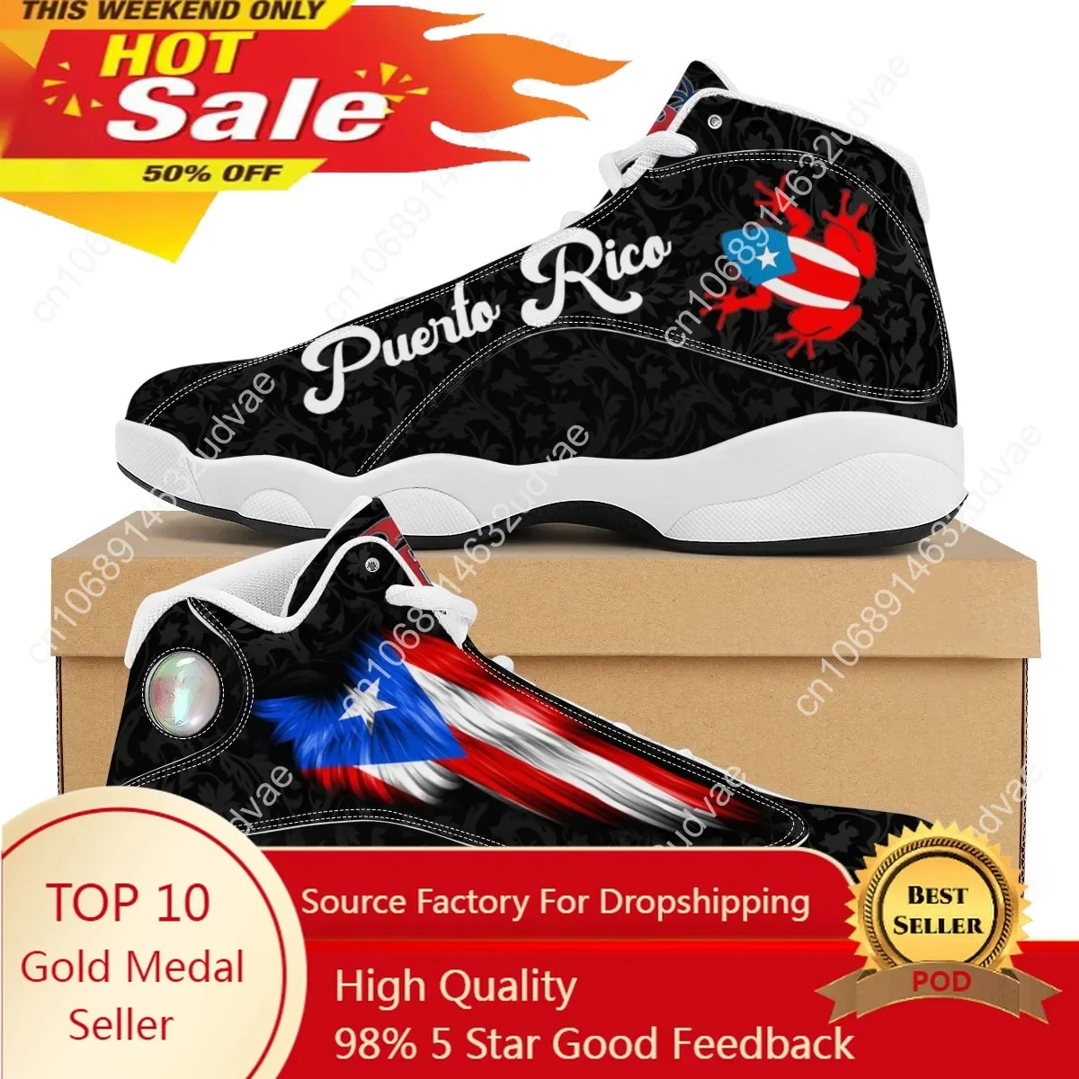 

Puerto Rico Flag Print Cool Boys Basketball Sneakers POD Tennis Shoes for Male Teens Personalized Gift Running Shoe Dropshipping