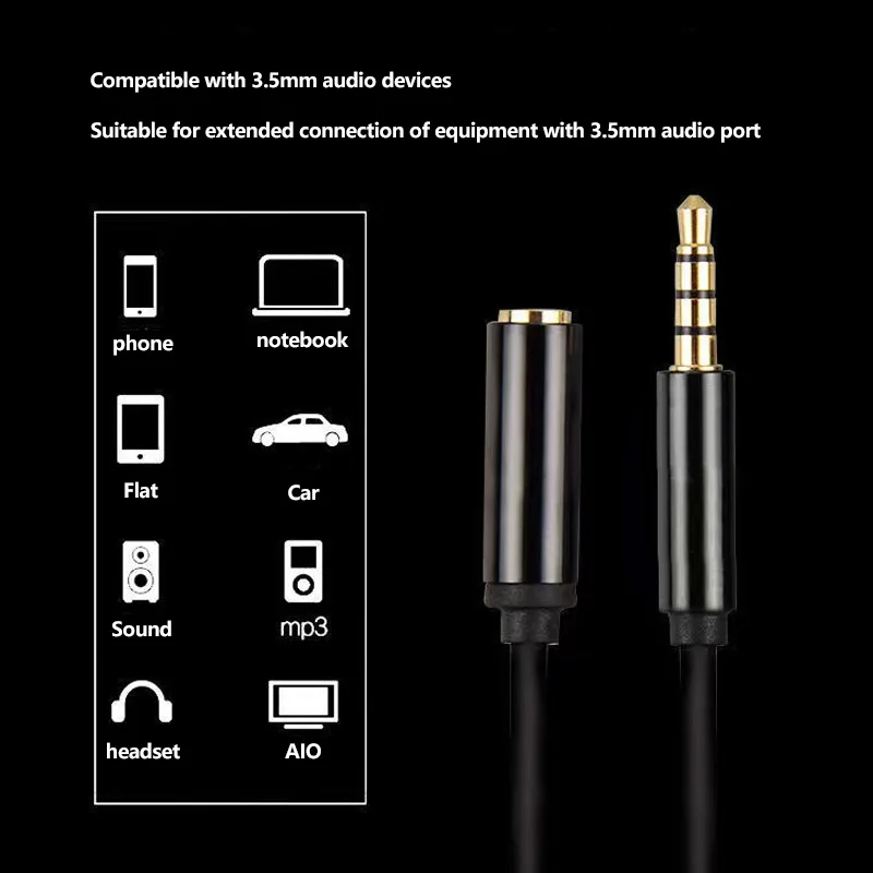 UCAOYI 3.5mm Jack AUX Audio Male To Female Cable With Microphone Stereo 3.5 Audio Extension Cable Compatible For Headphone
