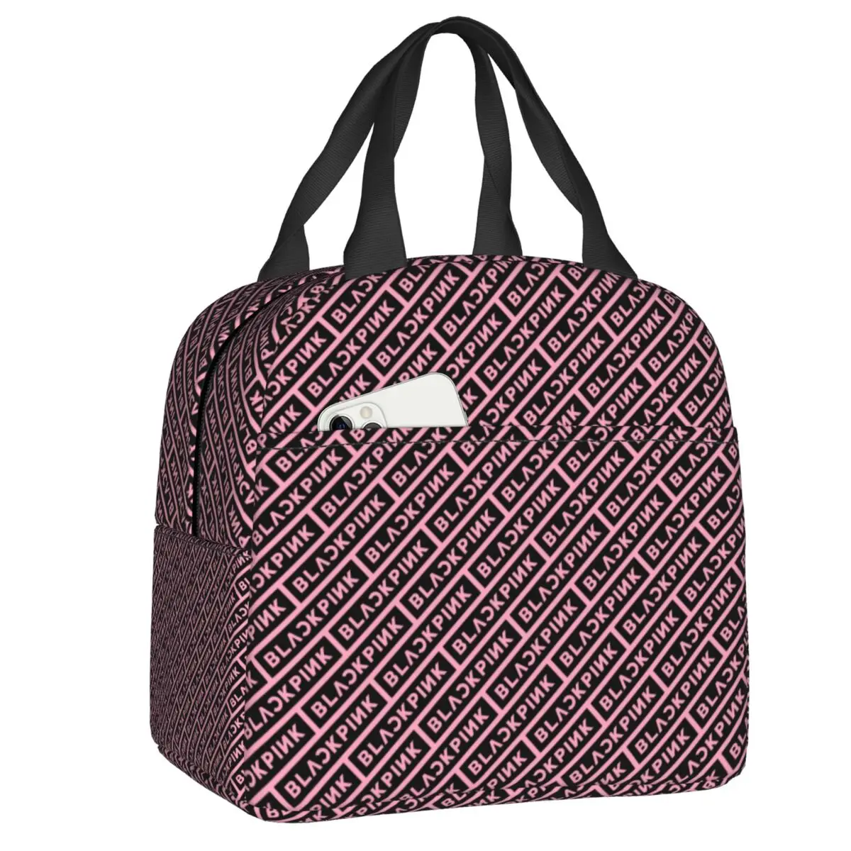 Lunch Bag Cooler Bag Black Pink Kpop Star Girl Group Insulated Lunch Bags Camping Travel Waterproof Thermal Cooler Bento Box Women Kids