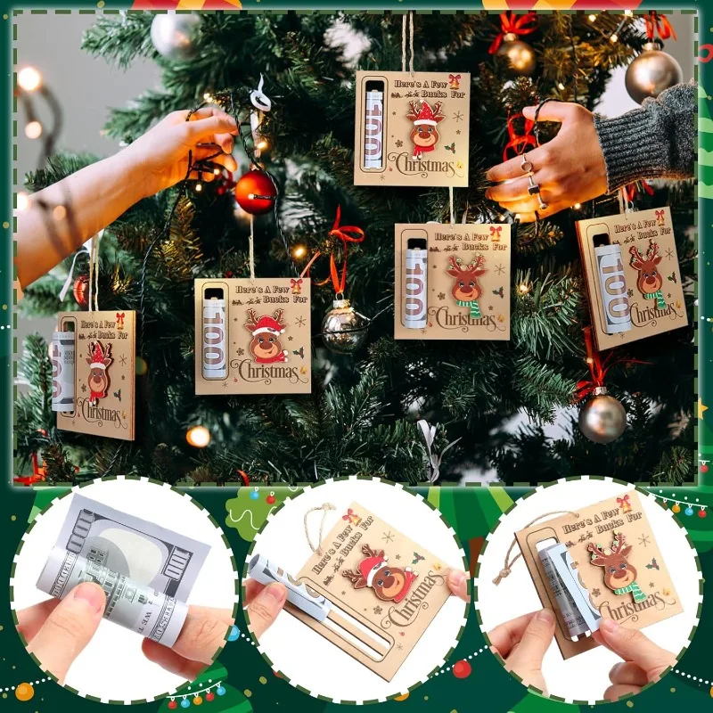 6pcs Christmas Gift Money Clips, Perfect For Christmas Party, Party Favors and Decorations, Cash Blessings, Christmas Ornaments