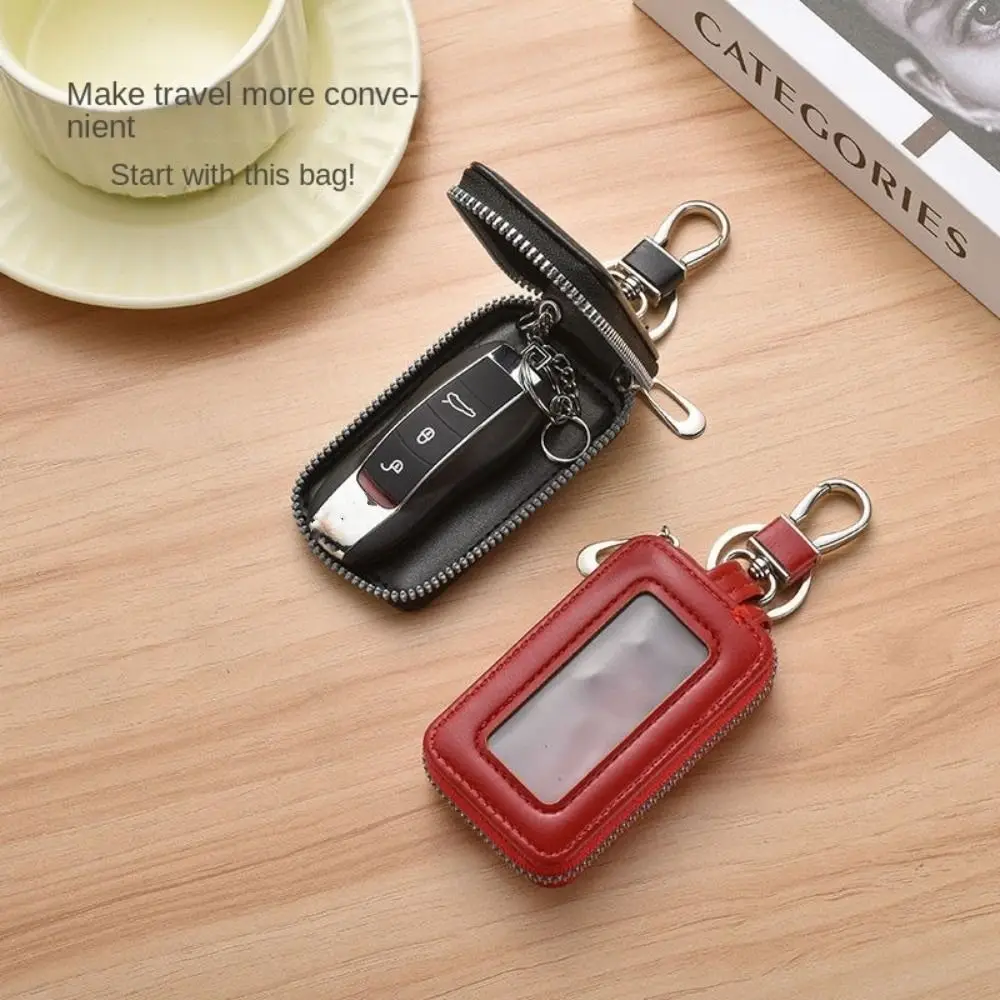 Sleek Leather Zipper Pouch: Multifunctional Key and Coin Holder