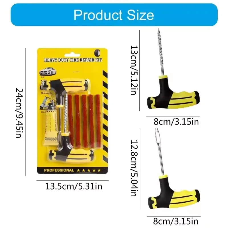DIY Tire Repair Tool Kit Car Emergency Tire Repair Kit Rubber Strip Nails Puncture Plug Adhesive Motorcycle And Car Repair Parts