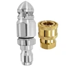 2Pc 5000PSI Sewer Jet Nozzle With Pressure Washer Coupler, Brass Fittings Quick Connector,1/4 Inch Connect To Female NPT 3