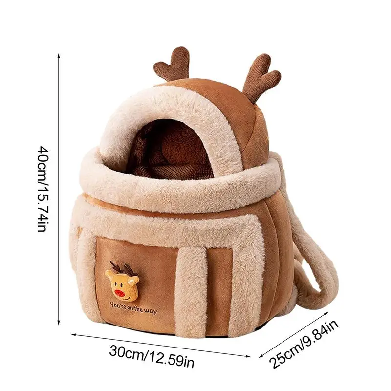Warm Cat Carrier Bag Elk Design Pet Dog Carrier Front Pack Dog Front Breathable Pet Carry Bag For Puppies And Cats