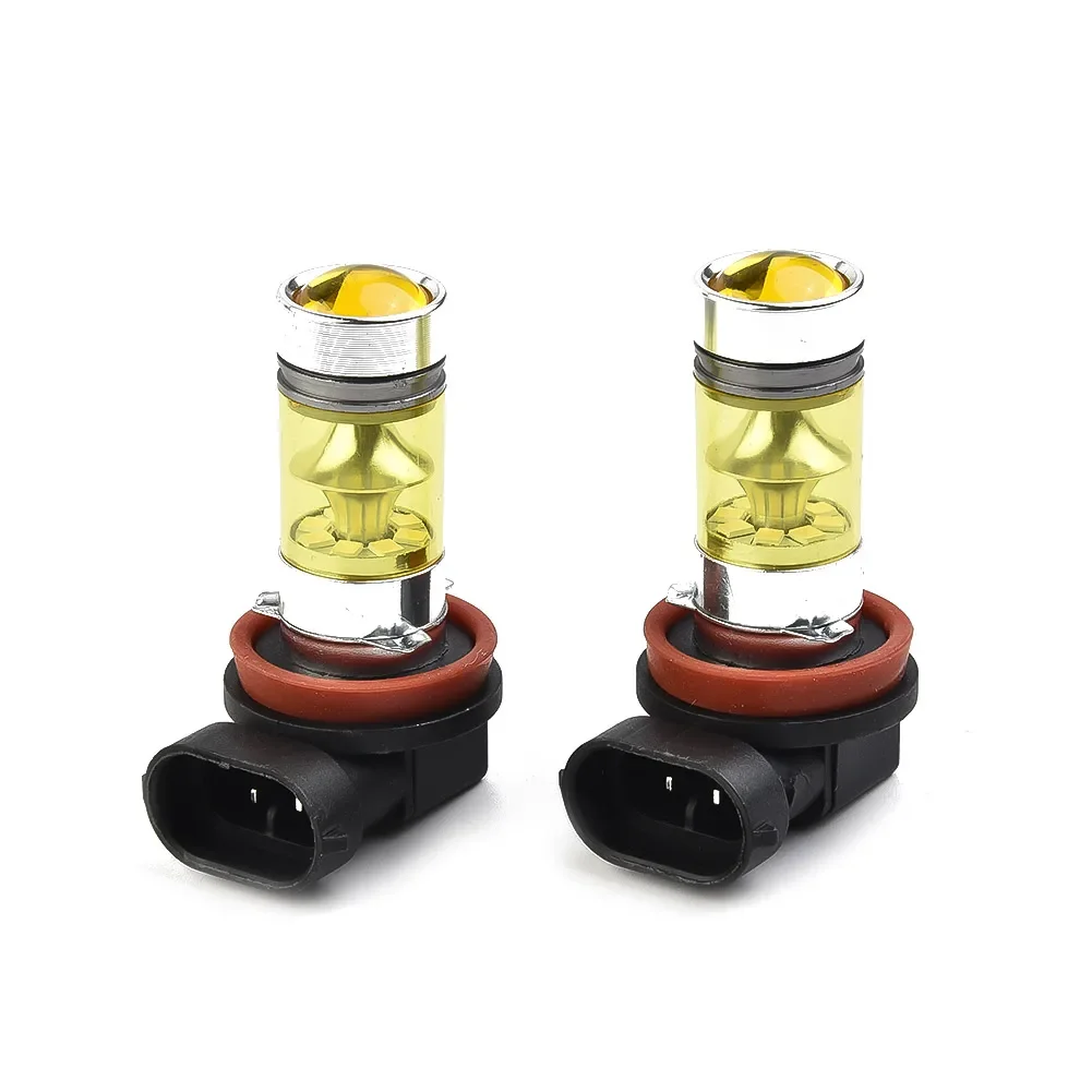 안개등 전구, 1500LM H11 H8 핫 LED 부품 교체, 슈퍼 브라이트, 100W 범용 노란색, 2 개