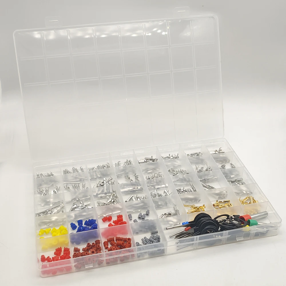 449-teiliges Kfz-Elektrokabel-Anschlussklemmen-Set: Steckverbinder, Klemmen, Abisolierbare Stecker und Buchsen, Crimp-Pins, Nicht-isolierte Automotive-Pins – Detail 1